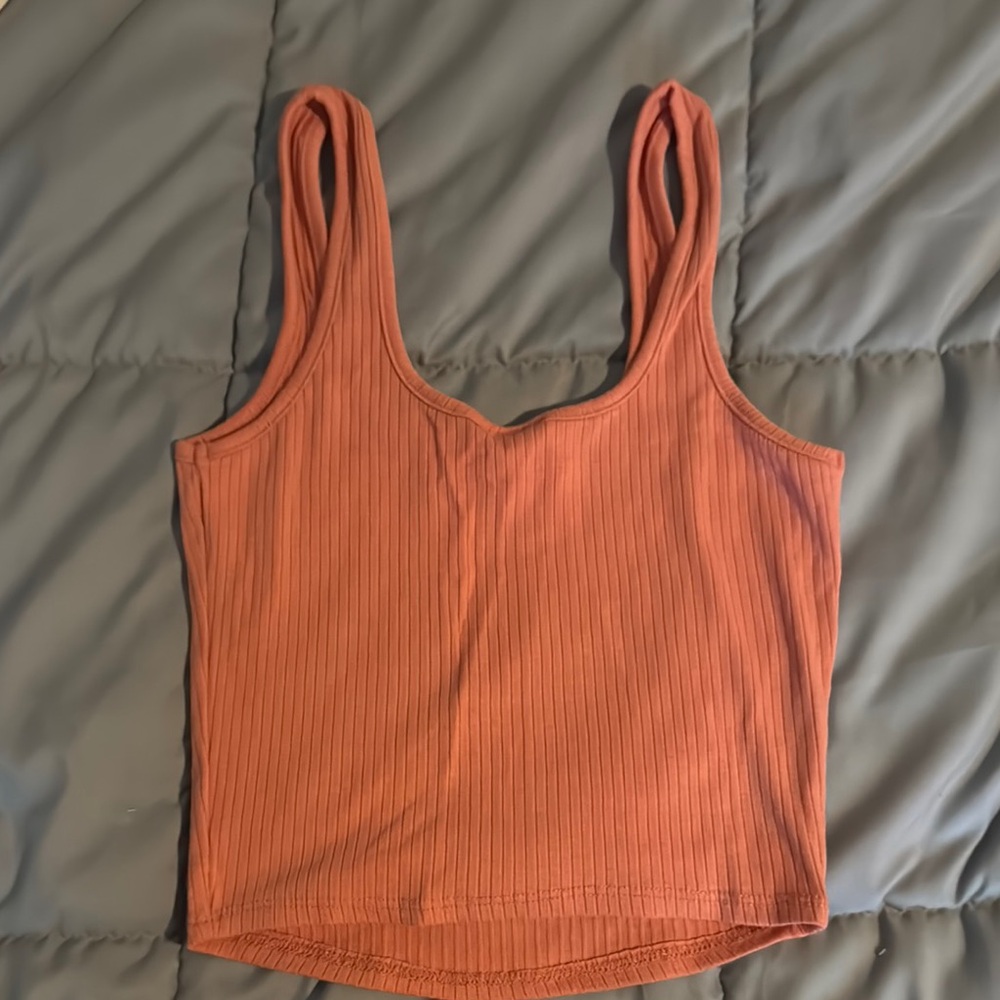 Women's Orange Ribbed Tank Top - Picture 2 of 2